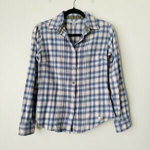 Carhartt Long Sleeve Blue Plaid Buttoned Shirt Womens Size small